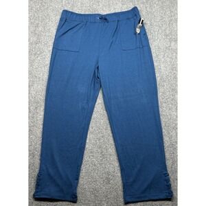 New Directions Athliesure Pants Womens M Blue Drawstring Stretch Pockets New